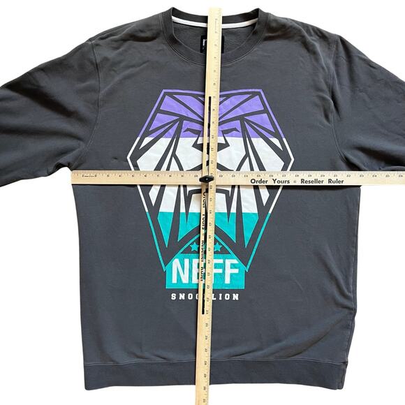 Neff Snoop Lion Dogg Gray Teal White Purple Triumph Charcoal Sweatshirt L *Good* - Picture 4 of 9